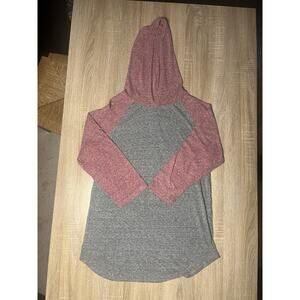 Carbon Grey and Red Long Sleeve Medium Lightweight Hoodie